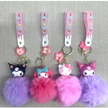 Belirtilmemiş Ponponlu Kuromi Hello Kitty Anahtarlık ALK4246