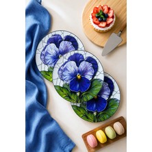 Grandora Mor Çiçek Desenli (6 Adet 27 Cm) Servis Tabağı, Modern Şık Kahvaltı Sunum Tabağı