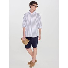 Altınyıldız Classics Beyaz Erkek Düğmeli Tailored Fit Çizgili Gömlek ACE201262085