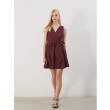 Lc Waikiki Yeni Sezon Kruvaze Yaka Poplin Mini Elbise