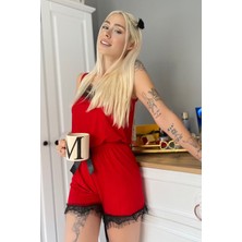 Pijama Evi Pegasus Dantel Detaylı Ip Askı Şortlu Örme Pijama Takımı