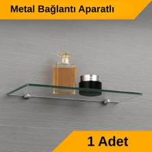 Pleksi Hayalet Raf 8mm | Banyo Mutfak Düzenleyici Metal Bağlantılı Şeffaf Raf - 40 cm