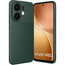İ She Vivo V60 5g Kılıf Esnek Karbon Desenli Şık Nomad Premium Silikon Kapak-Yeşil