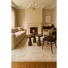 Simillo Home & Living 3lü Zigon Sehpa Yuvarlak Gürgen Ayak Ahşap Zigon Sehpa Oval Ayak