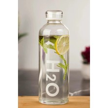 Tohana H2o Yazılı Borosilikat Cam Matara Beyaz - H2o Borosilikat Cam 1 Litre Matara Beyaz Beyaz