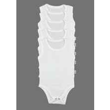 netmodatasarım Bebek Body&zıbın 5 Li %100 Pamuk 1-6  Yaş  Beyaz  Büyük Beden Zıbın Büyük Zıbın