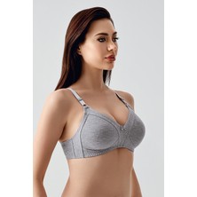NEWBRA LINGERIE Kadın Balensiz/telsiz Dolgusuz Kapsız Süngersiz Desteksiz B Kap Toparlayıcı Minimizer Pamuklu Sütyen - Gri