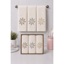 Hig Store 3'lü Kutulu %100 Pamuk Fransız Güpürlü Nakışlı Hediyelik Çeyizlik Mutfak Havlusu 30X50 Ebat