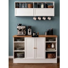 Noiss Home Decor Lizbon Mutfak Kahve Köşesi Dolabı Bardaklık Raflı