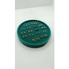 Megass Dekor Silindir Model Süet Kumaş 20/20 cm Batırmalı Yeşil Küpe-Piercing Tablası