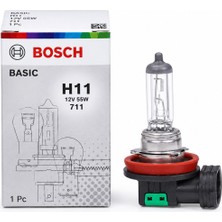 Bosch H11 12V 55W Halojen Far Ampulü Tekli Oto Kısa Far Sis Farı Lambası