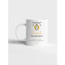 Kupa Bardak Fabrikası Grafik Tasarımcı Temalı Baskılı Beyaz Porselen Kupa Bardak