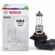 Bosch Hb4 9006 12V 51W Halojen Far Ampulü Uzun Kısa Far ve Sis Farı Tekli