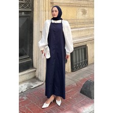 Lamelif Gabardin Tesettür Jile Lacivert Pamuk - Polyester Düz Desenli Günlük Stil Kadın