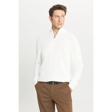 Altınyıldız Classics %100 Pamuk Standart Fit Normal Kesim Bato Yaka Jakarlı Triko Kazak