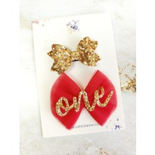 Sahici Anne One 1 Yaş Kırmızı Fiyonk Saçsız Bebek Toka Seti