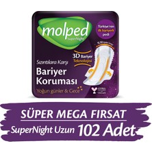 Molped Supernight Hijyenik Ped Uzun Süper Mega Fırsat Paketi 102 Adet