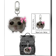 Tanlight Sad Hamster Akrilik Anahtarlık - Pembe Fiyonklu Üzgün Hamster Çanta Süsü