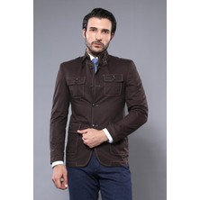 Wessi Erkek Hakim Yaka Slim Fit Cepli Düğmeli Trençkot