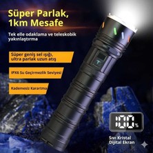 El Feneri Dış Mekan USB Şarjlı Güçlü Işık Teleskopik Alüminyum Alaşımlı Hasuba HS-200