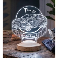Sevgilambası Tesla Model Y Kişiye Özel LED Lamba, Tesla Sahiplerine Hediye, Otomobil Tutkunlarına Özel Masa Lambası