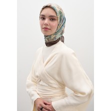 Fresh Scarfs Vintage Garden Desen Pamuklu Viskon Eşarp Fındık Kabuğu
