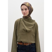 Fresh Scarfs Garden Joy Desen Pamuklu Viskon Eşarp Kahve