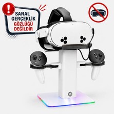 Cosmostech Vr Stand Şarj Dock – Quest 3s / Quest 3 / Quest 2 Uyumlu Rgb Işıklı Vr Başlık Aparatı & Stabil Tutucu Stand