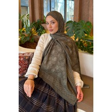 Lamelif Geometrik Desen Bambu Şal Haki