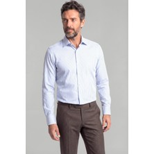 Bisse Mavi Regular Fit Pamuk Cepsiz Klasik Uzun Yaka Gömlek GMKLS250029_D35