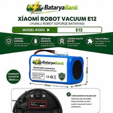 Bataryabank Xiaomi Robot Vacuum E12 Uyumlu 14.4V 2600MAH Li-Ion Robot Süpürge Pili Yedek Batarya