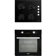Luxell 2'li Opall Siyah Cam Ankastre Set (Ocak-Opall Fırın)