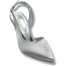 Mengi 693-26 Parlak Saten Arkası Açık Kadın Stiletto(8,5cm)