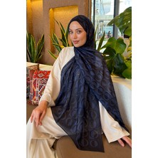 Lamelif Halka Desen Ferah Şal Lacivert