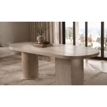 Berrasse Mobilya Bohem Mermer Desenli Yemek Masası Oval Modern Mutfak ve Salon Masası