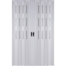 Sarpaş Akordiyon Kapı  272X199 Beyaz Camlı Çift Açılım Kalın Kapı Katlanır Akordeon Pvc Anahtar Kilitli