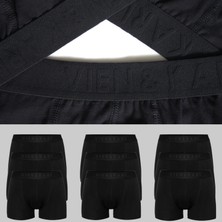 Vien&Karl Erkek Siyah 9'lu Paket Düz Likralı Boxer Şort