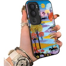 HONTINGA Vivo Y31 5g ile Uyumlu Kılıf Silikon Kenar Sert Arka Kamera Koruyucu Basitlik Anti Düşme Kamera Korumalı Manzara Desen Couple Telefon Kılıfı Kadın ve Erkek Için Uygundur K1-1505