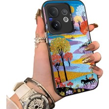 HONTINGA Vivo V60 5g ile Uyumlu Kılıf Silikon Kenar Sert Arka Kamera Koruyucu Basitlik Anti Düşme Kamera Korumalı Manzara Desen Couple Telefon Kılıfı Kadın ve Erkek Için Uygundur K1-1505