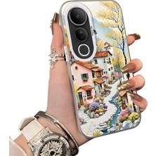 HONTINGA Vivo V50 Lite ile Uyumlu Kılıf Silikon Kenar Sert Arka Kamera Koruyucu Basitlik Anti Düşme Kamera Korumalı Manzara Desen Couple Telefon Kılıfı Kadın ve Erkek Için Uygundur K1-1506
