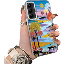 HONTINGA Samsung Galaxy A05S ile Uyumlu Kılıf Silikon Kenar Sert Arka Kamera Koruyucu Basitlik Anti Düşme Kamera Korumalı Manzara Desen Couple Telefon Kılıfı Kadın ve Erkek Için Uygundur K1-1505