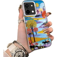 HONTINGA Vivo Y28 ile Uyumlu Kılıf Silikon Kenar Sert Arka Kamera Koruyucu Basitlik Anti Düşme Kamera Korumalı Manzara Desen Couple Telefon Kılıfı Kadın ve Erkek Için Uygundur K1-1505