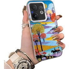 HONTINGA Vivo V60 5g ile Uyumlu Kılıf Silikon Kenar Sert Arka Kamera Koruyucu Basitlik Anti Düşme Kamera Korumalı Manzara Desen Couple Telefon Kılıfı Kadın ve Erkek Için Uygundur K1-1505