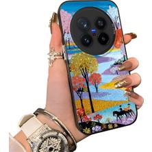 HONTINGA Vivo X200 Pro ile Uyumlu Kılıf Silikon Kenar Sert Arka Kamera Koruyucu Basitlik Anti Düşme Kamera Korumalı Manzara Desen Couple Telefon Kılıfı Kadın ve Erkek Için Uygundur K1-1505