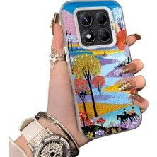 HONTINGA Xiaomi Redmi Note 14 Pro ile Uyumlu Kılıf Silikon Kenar Sert Arka Kamera Koruyucu Basitlik Anti Düşme Kamera Korumalı Manzara Desen Couple Telefon Kılıfı Kadın ve Erkek Için Uygundur K1-1505