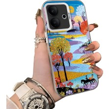 HONTINGA Vivo V60 Lite 5g ile Uyumlu Kılıf Silikon Kenar Sert Arka Kamera Koruyucu Basitlik Anti Düşme Kamera Korumalı Manzara Desen Couple Telefon Kılıfı Kadın ve Erkek Için Uygundur K1-1505