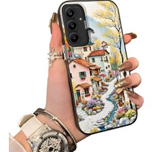 HONTINGA Samsung Galaxy A25 ile Uyumlu Kılıf Silikon Kenar Sert Arka Kamera Koruyucu Basitlik Anti Düşme Kamera Korumalı Manzara Desen Couple Telefon Kılıfı Kadın ve Erkek Için Uygundur K1-1506