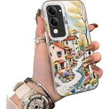 HONTINGA Vivo Y29S ile Uyumlu Kılıf Silikon Kenar Sert Arka Kamera Koruyucu Basitlik Anti Düşme Kamera Korumalı Manzara Desen Couple Telefon Kılıfı Kadın ve Erkek Için Uygundur K1-1506