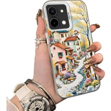 HONTINGA Vivo Y28 ile Uyumlu Kılıf Silikon Kenar Sert Arka Kamera Koruyucu Basitlik Anti Düşme Kamera Korumalı Manzara Desen Couple Telefon Kılıfı Kadın ve Erkek Için Uygundur K1-1506