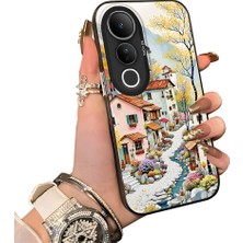 HONTINGA Vivo V50 Lite ile Uyumlu Kılıf Silikon Kenar Sert Arka Kamera Koruyucu Basitlik Anti Düşme Kamera Korumalı Manzara Desen Couple Telefon Kılıfı Kadın ve Erkek Için Uygundur K1-1506